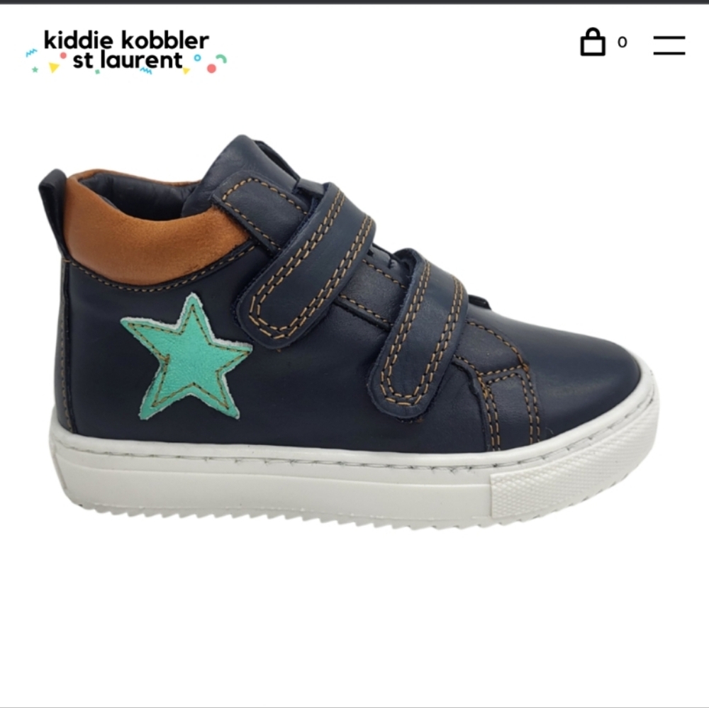 Arte Essem Navy and Brown Star Leather Sneakers